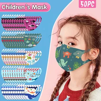 

Children's Windproof Reusable Printed Face Mask 50pc Mascarilla Reutilizable Mondkapjes Herbruikbaar Cubrebocas Mascherine