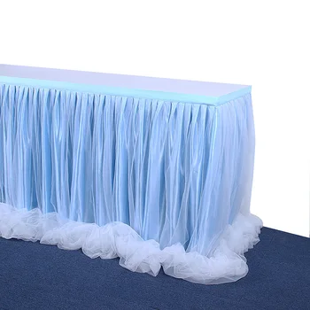 

Handmade Tulle Table Skirt Tableware Cloth for Party Wedding Banquet Home Decoration Wedding Romantic Table Skirting LAD