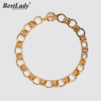 

Best lady ZA Gold Color Necklace for Women Wedding Handmade Metal Bohemian Necklace Jewelry Girls Party Statement Necklace Gift