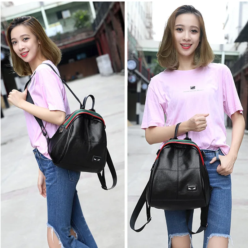

Micro 2019 New Style Backpack Women's Soft Surface Sheepskin WOMEN'S Bag Fashion And Personality Little Monster Leather Backpack