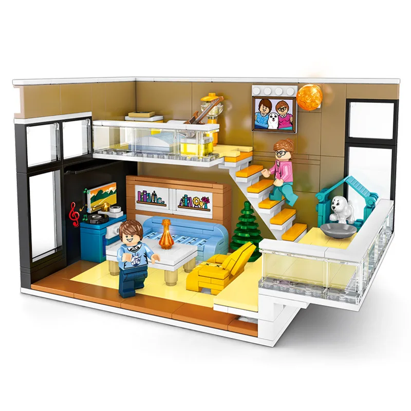 Tanie Scena wewnętrzna strona główna widok ulicy zestaw modeli do składania kompatybilny Legoing dzieci edukacyjne montowane klocki klocki prezent P20