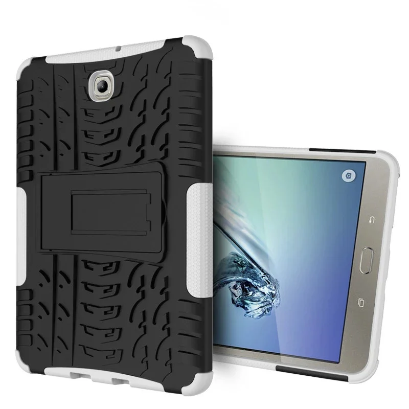 Жесткий силиконовый чехол для Samsung Galaxy Tab S2 8,0 T710 T715 T713 T719 чехол для планшета ударопрочный сверхмощный вешалка Funda - Цвет: Белый