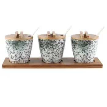 

Ceramic Seasoning Box Restaurant Japanese Style Seasoning Pot Creative Chili Pot Household Oil Salt Pot Set Kitchen Ceramic