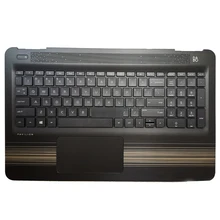 856040-001 для hp павильон 15-AU 15-AW палмрест верхняя крышка клавиатура с подсветкой черные золотые полосы