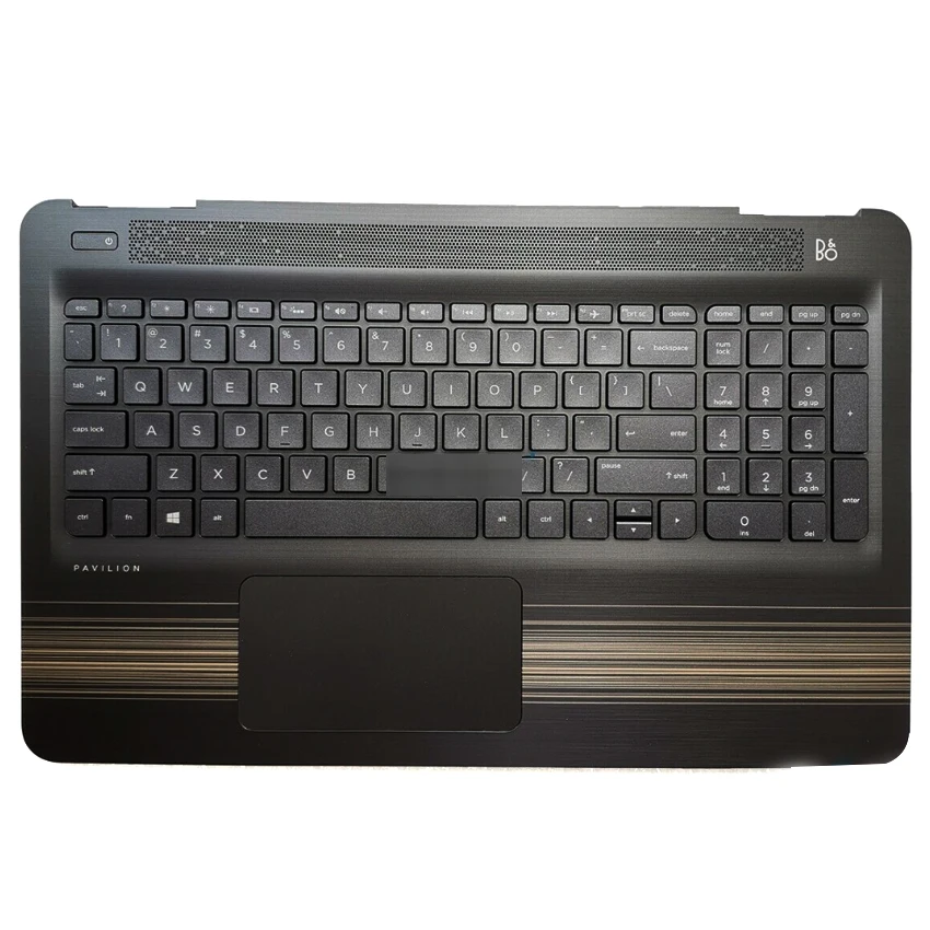 

856040-001 FOR HP Pavilion 15-AU 15-AW Palmrest Upper Cover Backlit Keyboard Black Gold Stripes