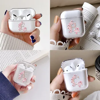 

A-Z English Flowers Patterns Hard PC Transaprent Earphone Case For Airpods Pro air pod 3 case Wireless Bluetooth Charging Box