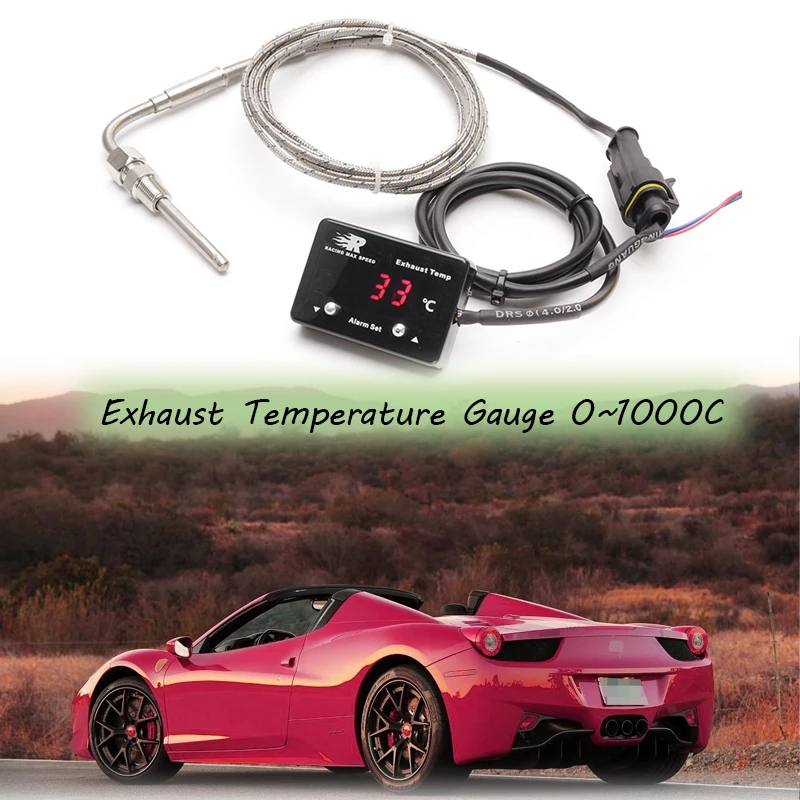 

Exhaust Temperature Gauge with Sensor 12V 0~1000C Car Exhaust Temp Gauge Red Blue LED Digital Display Exhaust Temperature Meter
