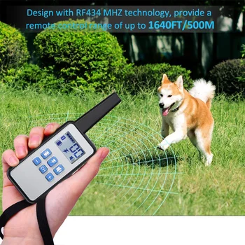 

500m Electric Dog Training Collars Pet Remote Control Waterproof Rechargeable with LCD Display for All Size Bark-stop Collars