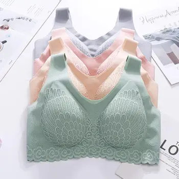 

Women's Plus Size Bra 5d Wireless Contour Lace Breathable Seamless Invisible Sport Yoga Running Vest Underwear Female Gather Bra