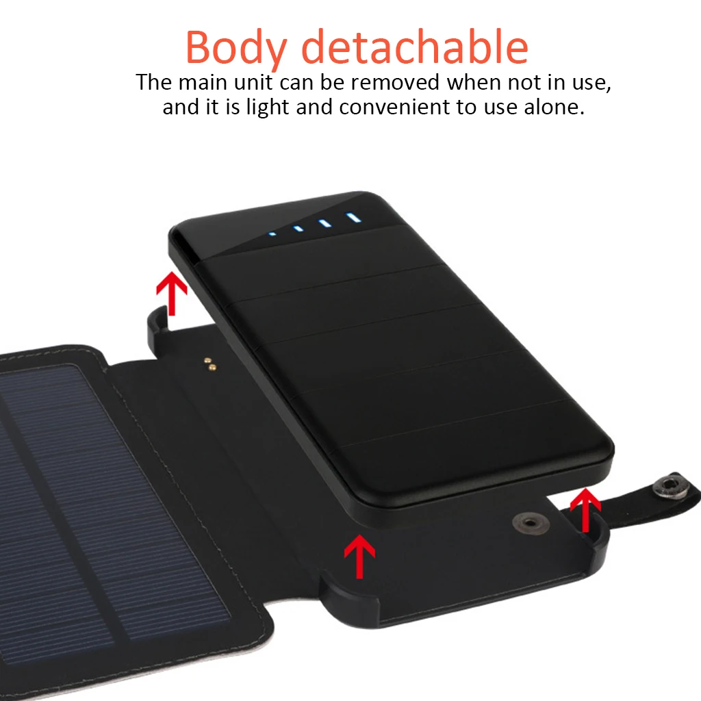 Зарядное устройство на солнечной батарее портативное складное водонепроницаемое мобильное зарядное устройство 10000 мАч для мобильного телефона батарея двойной USB порт