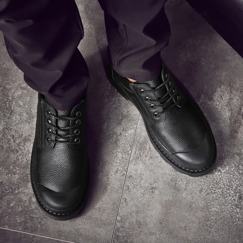 Мужская обувь из натуральной кожи; мужские ботинки Мартинс высокого качества; зимняя обувь на плоской подошве; chaussure homme; мужская обувь на шнуровке