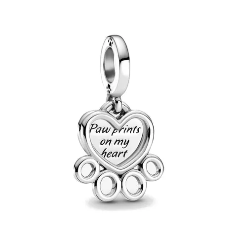 European MY Pet Dog Cat Forget-Me-Not Flower DIY Fine Beads Fit Original  Charms Silver 925 Bracelet Jewelry F040