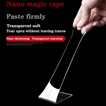 

Transparent Magic Nano Tape Washable Reusable Double-Sided Tape Adhesive Nano-No Trace Paste Removable Glue Cleanable Household