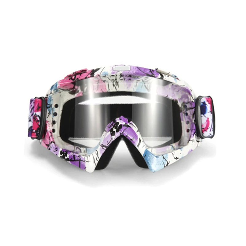 Красочные очки для мотокросса ATV Внедорожные грязеотталкивающие гоночные очки анти ветер MX камуфляжные защитные очки - Цвет: C3 transparent