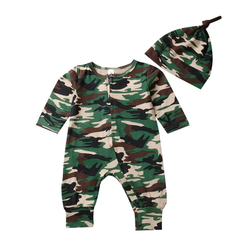 

6Infant Clothes Baby Boy Clothes Set Print Long Sleeve Rompers Hat Set Kids Girl Bodysuit Jumpsuit Newborn Clothes