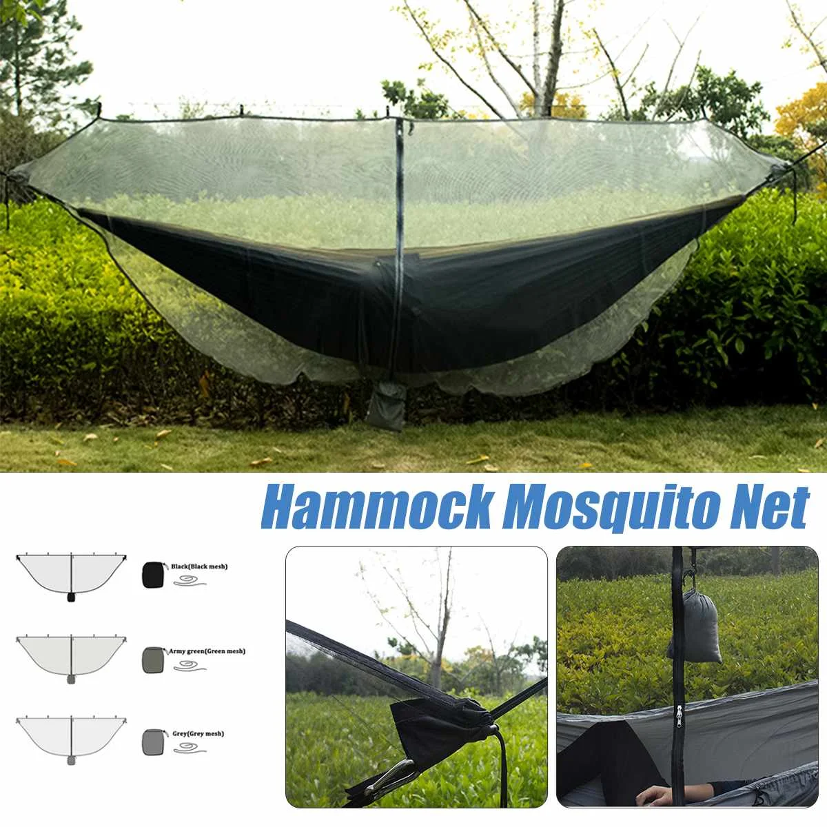 Mosquito net camping hammock outdoor hammock swing double hammock Outdoor easy setup travel portable hammock Mosquito net fabric Nylon camping double person Foldable separating mosquito bed net