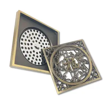 

Euro Floor Drains Antique Brass Shower Floor Drain Euro Drain Strainer Cover Square Bathroom Waste Grate Deodorant Floor R7Q0