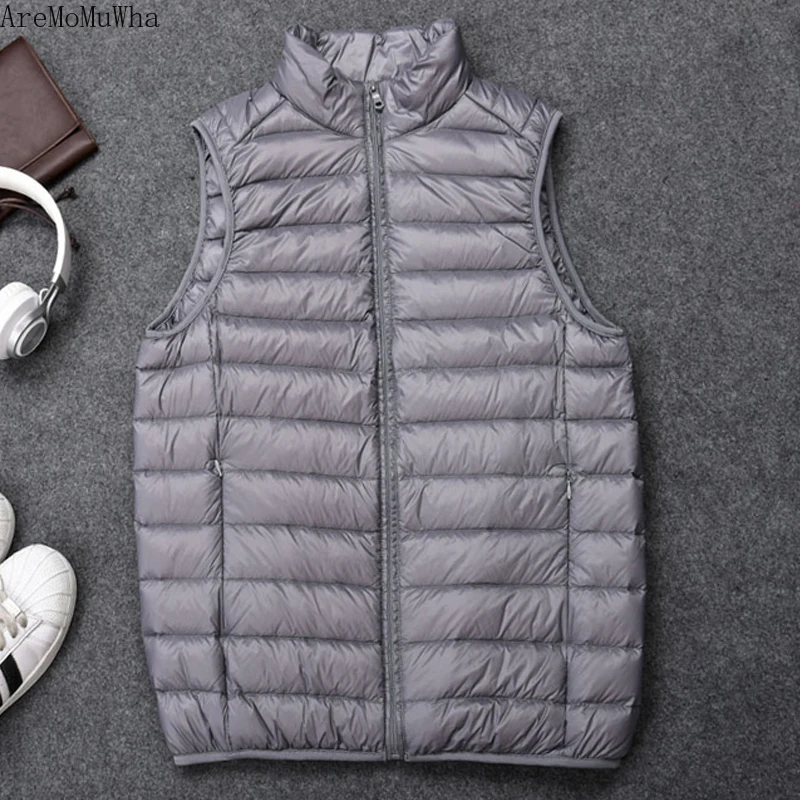 

AreMoMuWha Down Jacket Warm Vest Jacket Clip Vest Shoulder 2019 Autumn Winter Ultra-light Down Vest Male Korean Version QX1001