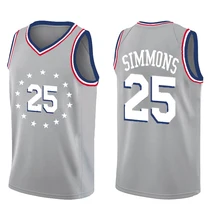25 Бен Симмонс Джерси 20 Markelle Fultz 21 Joel Embiid 3 Allen Iverson 17 J.J. Баскетбольные майки Redick города