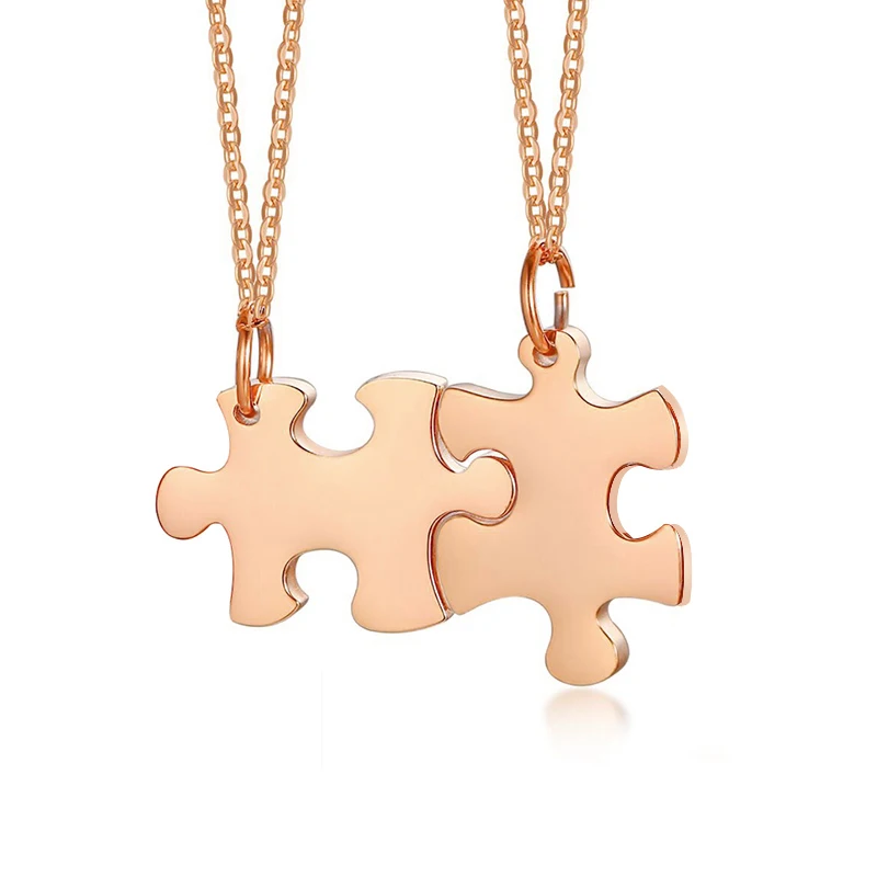 Personalized Puzzle Piece Necklace Set - Stainless Steel Friendship Jewelry For 2,3,4,5 People Personalized Puzzle Piece Stainless Steel Jewelry