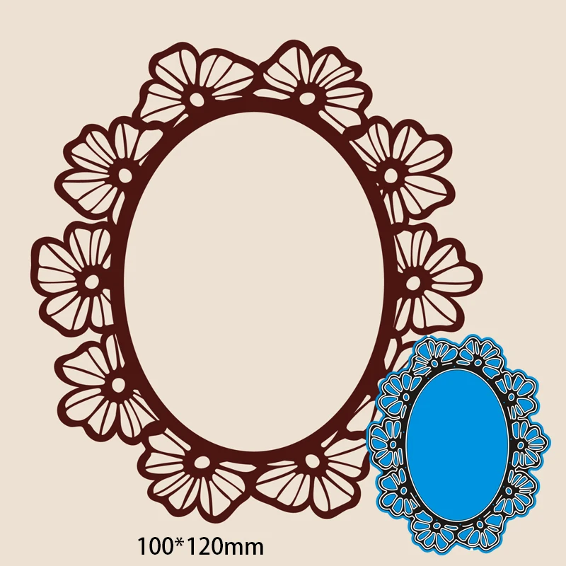 

Cutting Dies Lace with Oval Metal Decoration Scrapbook Embossing Paper Craft Album Card Punch Knife Mold 100*120mm