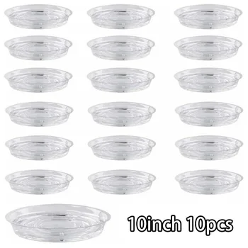 

10pcs Garden Plant Saucer Drip Tray Round Pot Base Clear Snack Container PET