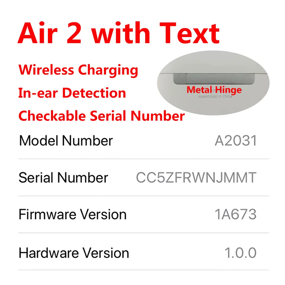 

Original TWS AB1536u Air 2 with Text and Logo Wireless Earphones Bluetooth Earphone In-ear Detection Earbuds pk i9000 pro tws