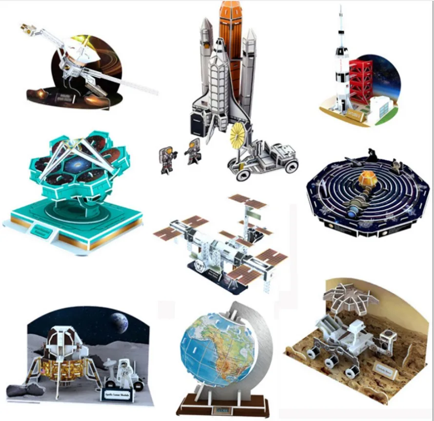 Бумажная модель Классический 3D пазл Apollo Moon Rocket Solar System Международная космическая
