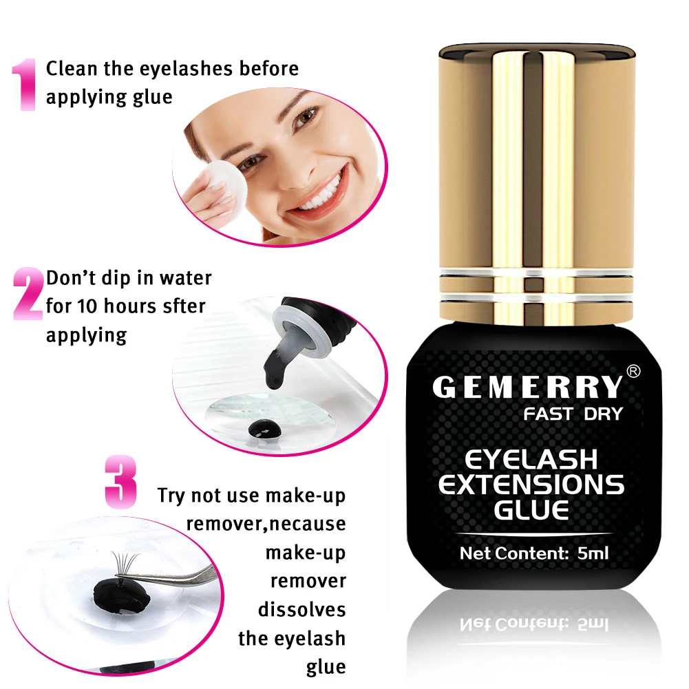 10 Bottles Gemerry Glue Eyelash Extension Glue False Lash Strong Adhesives Retention 7 Week No Irritation Eyelash Glue Wholesale