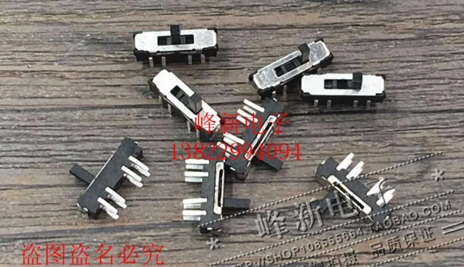 

10Pcs Small miniature double row 3-speed 8-pin switch in-line vertical toggle switch sliding switch handle length 4MM