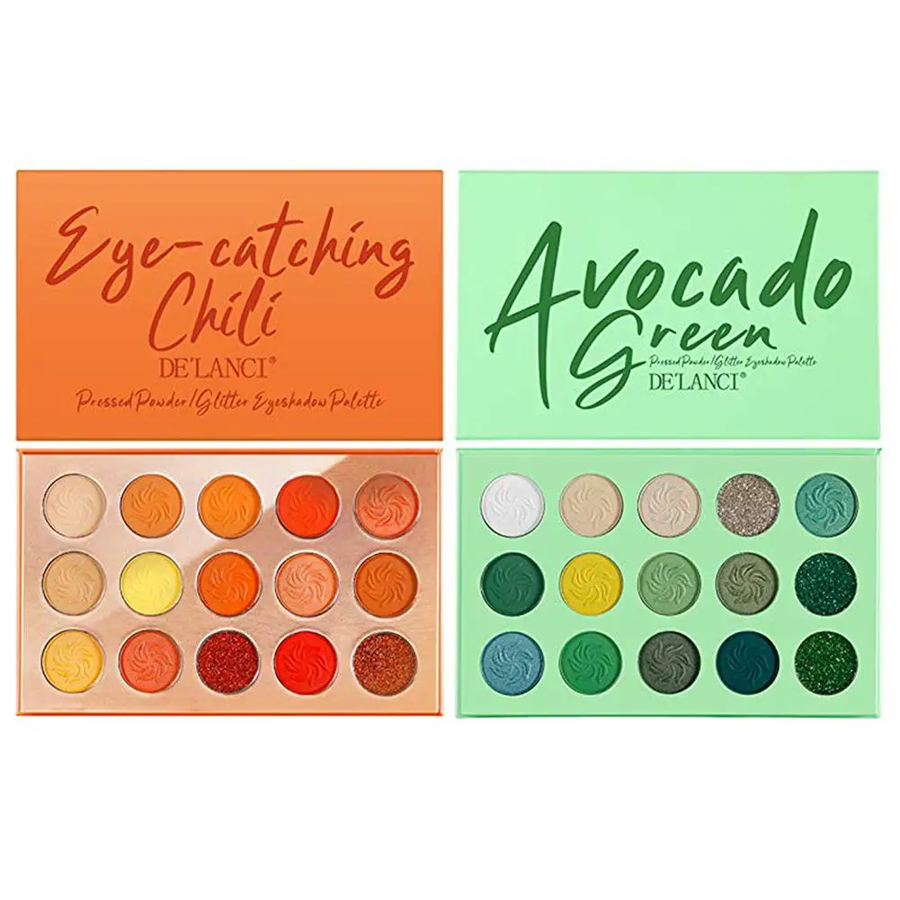 New Eye Makeup Avocado Green Eye Shadow Palette 15-Color Matte Shimmer Glitter Makeup Cosmetic Long-lasting Eye Shadow 1pcs 40P