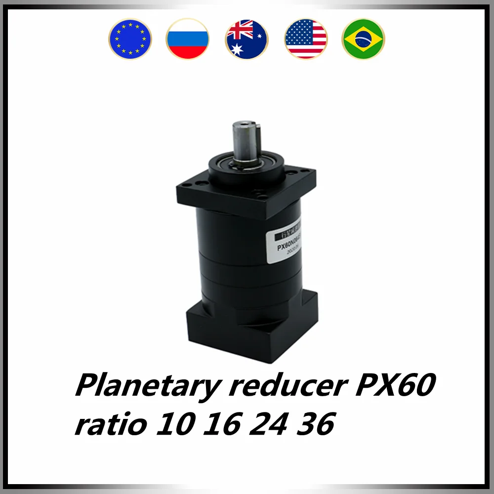 

Planetary reducer PX60 suit for Nema24 60 stepping servo motor ratio 10 16 24 36 input hole 14mm output shaft 14mm with 5mm key
