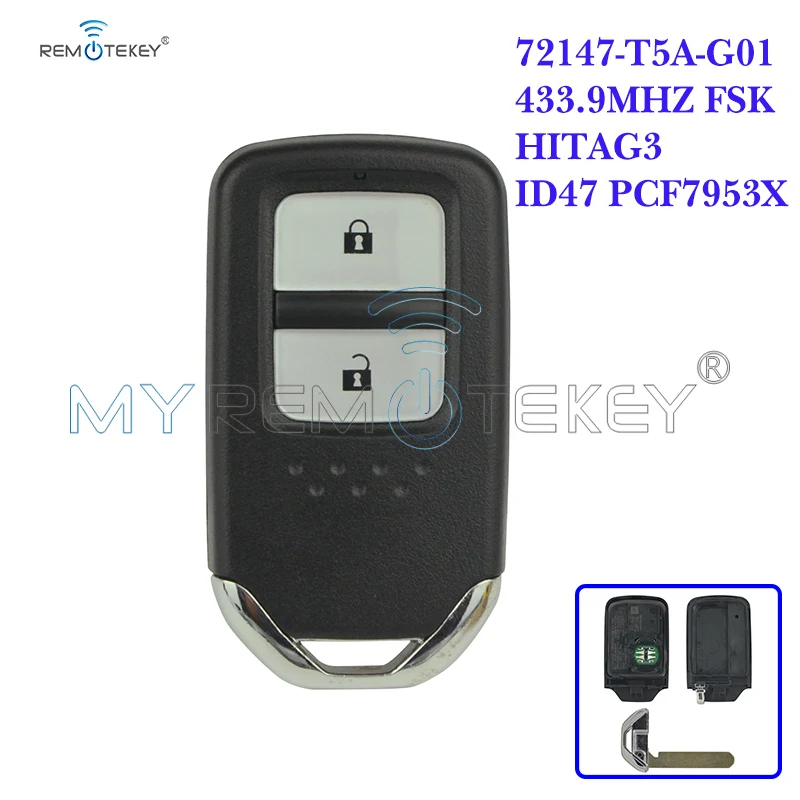 Умный ключ Remtekey с 2 кнопками 433 9 МГц FSK HITAG 3 ID47 PCF7953X 72147 T5A G01 для пульта