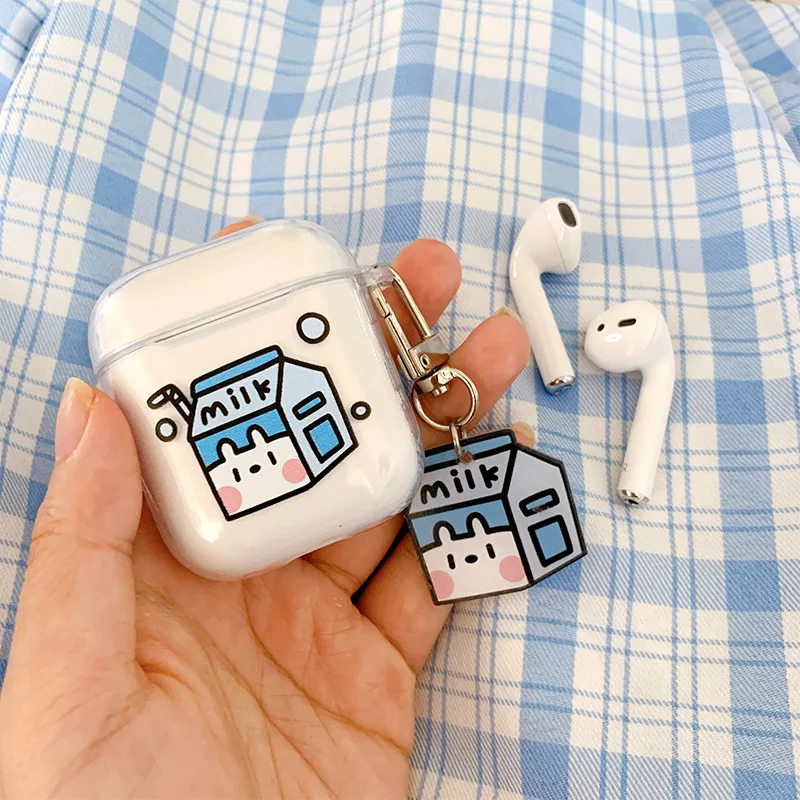 For AirPods Case Airpod Pro Case Cute Cartoon Milk Keyring