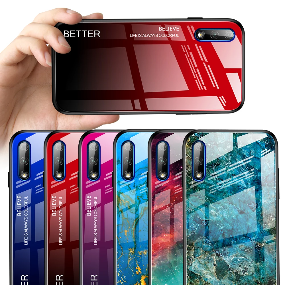 

Gradien Tempered Glass Phone Case on Honor 9x Pro 8a 10 Lite Cover for Huawei Honor9x Honor8a 9 X 8 A X9 A8 Light 10lite Coque