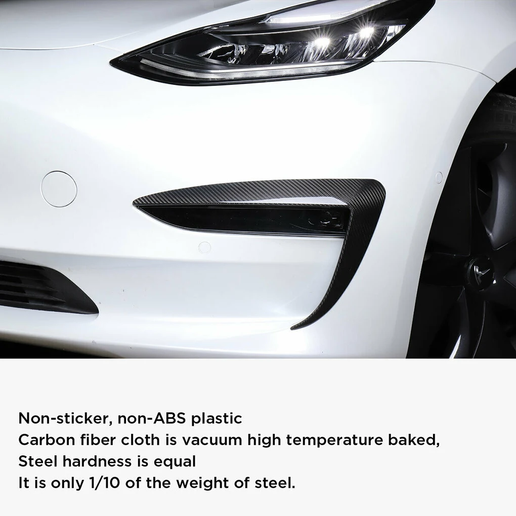 Замена для Tesla модель 3 2 шт./компл. отделка переднего бампера углеродного волокна декоративная крышка плавник