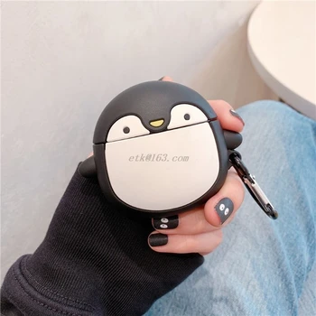 

Anti-slip Silicone Case Little Penguin Pattern Protective Cover Shell for Hua-wei FreeBuds 3 Bluetooth Earphones Headset