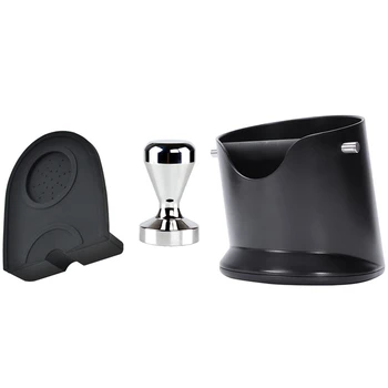

51mm Coffee Tamper Mat Silicone Rubber Tampering Corner Mat Coffee Maker & Coffee Knocker Box Non-Slip Coffee Grinding Trash Can