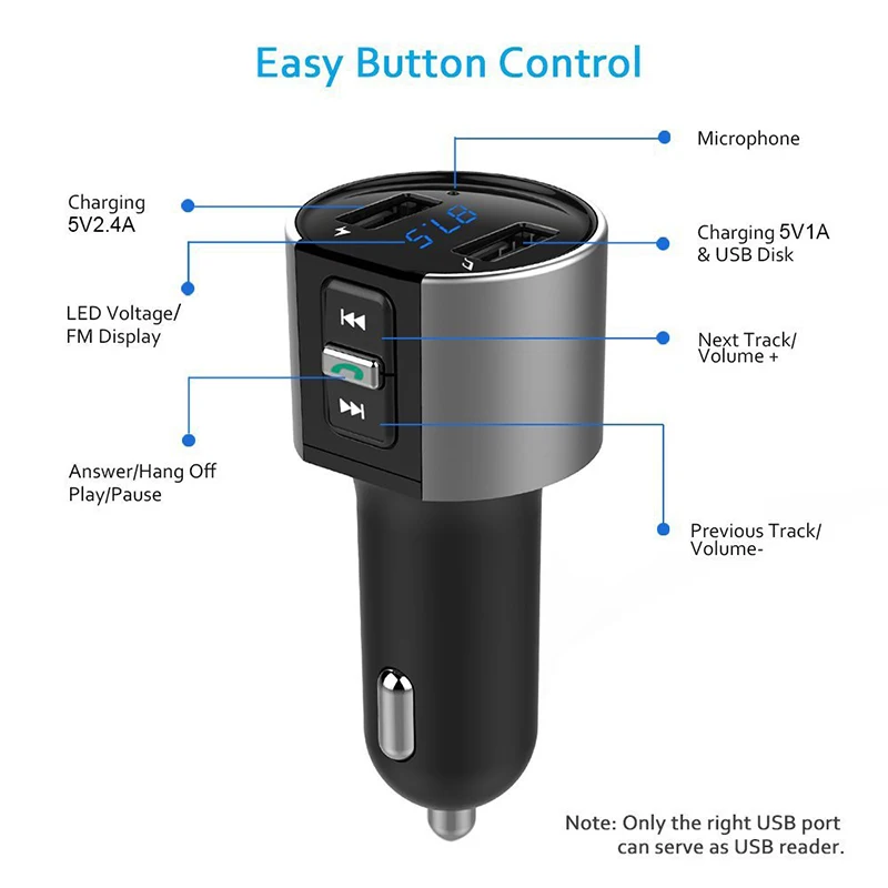 Автомобильный комплект громкой связи Bluetooth fm-передатчик bluetooth адаптер для автомобиля MP3 модулятор Автомобильный прикуриватель Зажигалка двойной USB