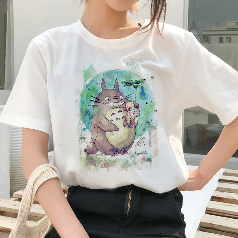 Totoro Spirit Out Футболка Studio Ghibli Femme японский мультфильм Аниме женская футболка Миядзаки Хаяо одежда женская кавайная - Цвет: 8079