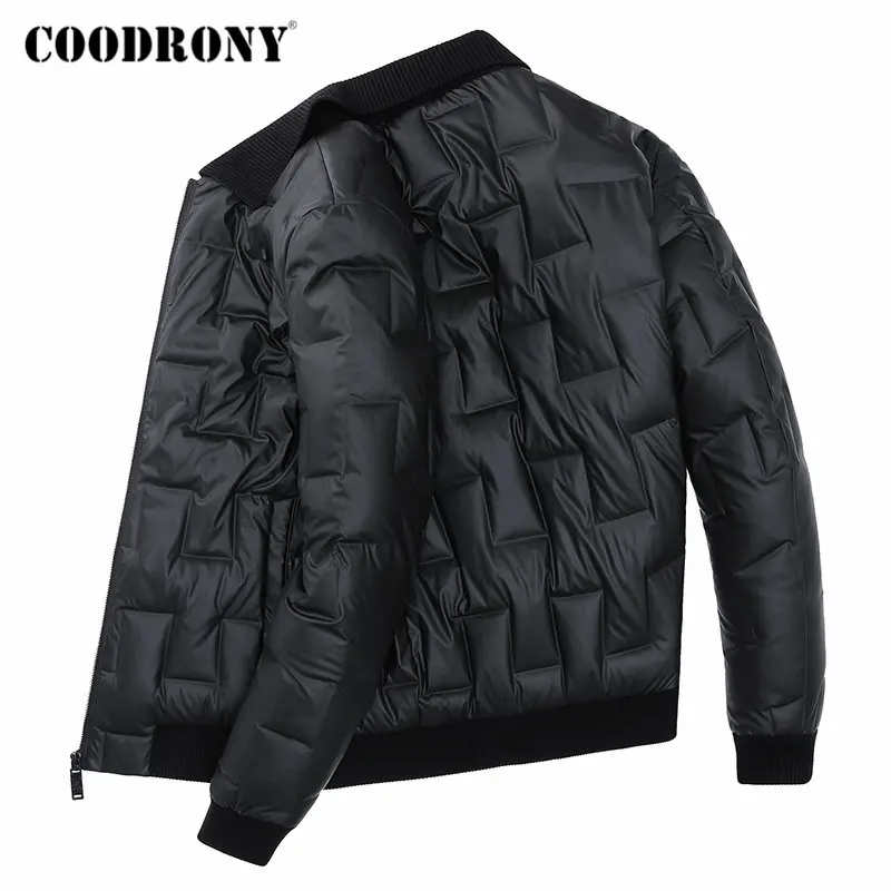 COODRONY бренд куртка на утином пуху мужская мода Полосатое повседневное пальто