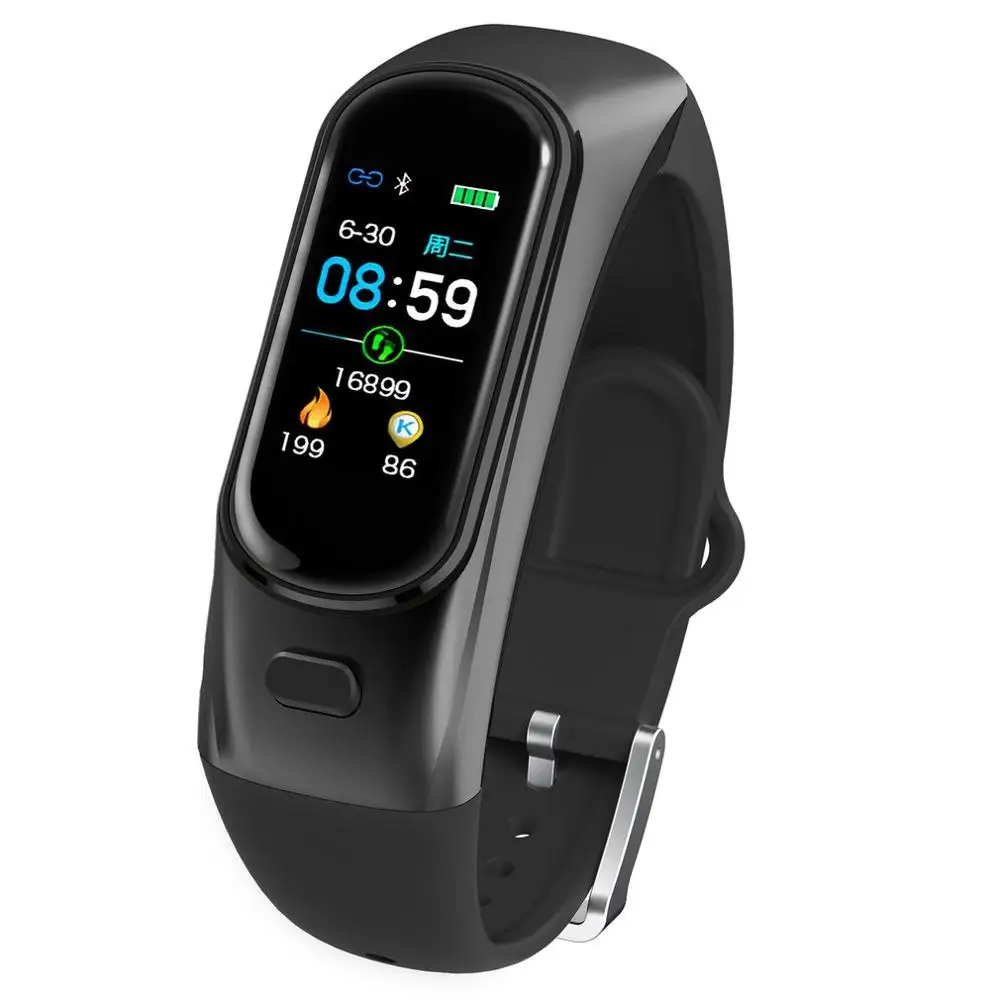 H109 Bluetooth Смарт-Браслет фитнес-трекер IP67 Водонепроницаемый сердечный ритм кровяное давление кислородный монитор синхронизация информации - Цвет: Черный