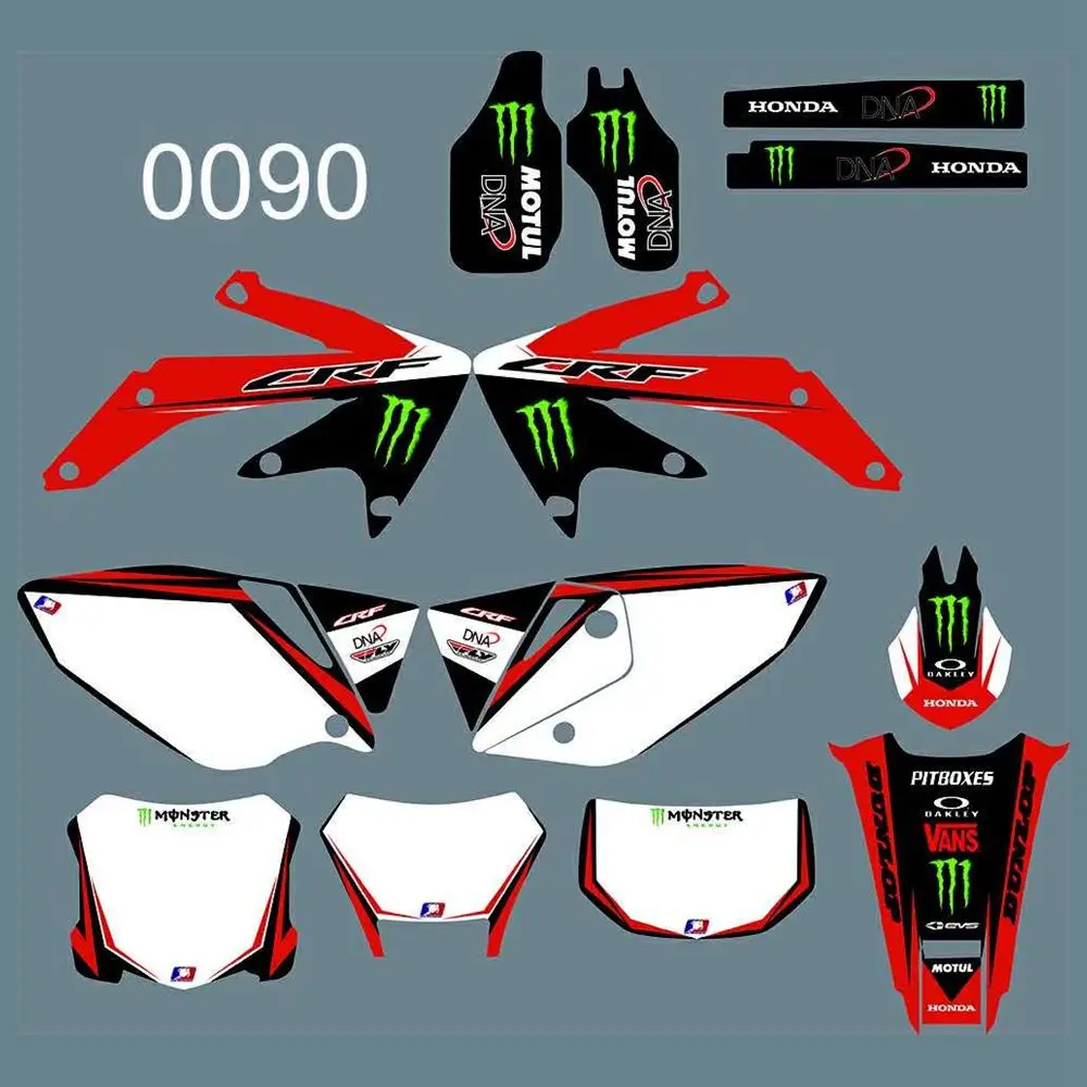 

New Full Graphics Decals Stickers Custom Number Name Glossy Bright Stickers Waterproof for HONDA CRF450X 2005-2014
