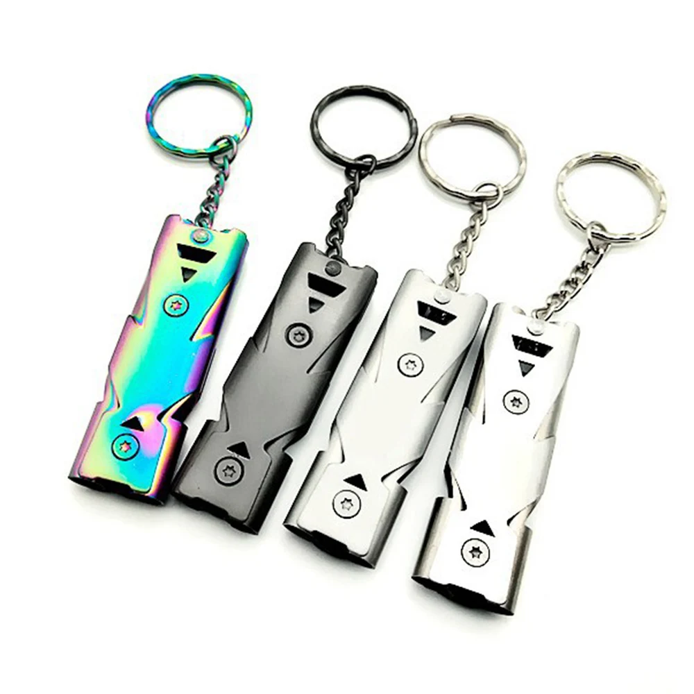 Survival Whistle Double-Barreled Blasts Sound Outdoor For Help Stainless Steel High Frequency Earthquake Jiu She |
