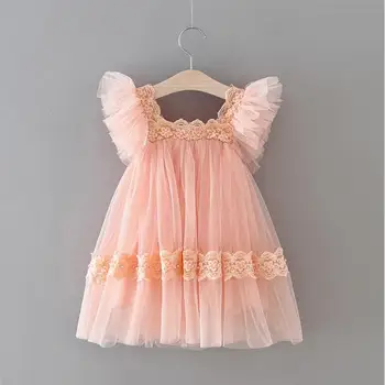 

2020 Summer New Children Baby Fairy Lace Mesh Dresses , Girls Princess Sweet Clothes 5 Pieces/lot Wholesale