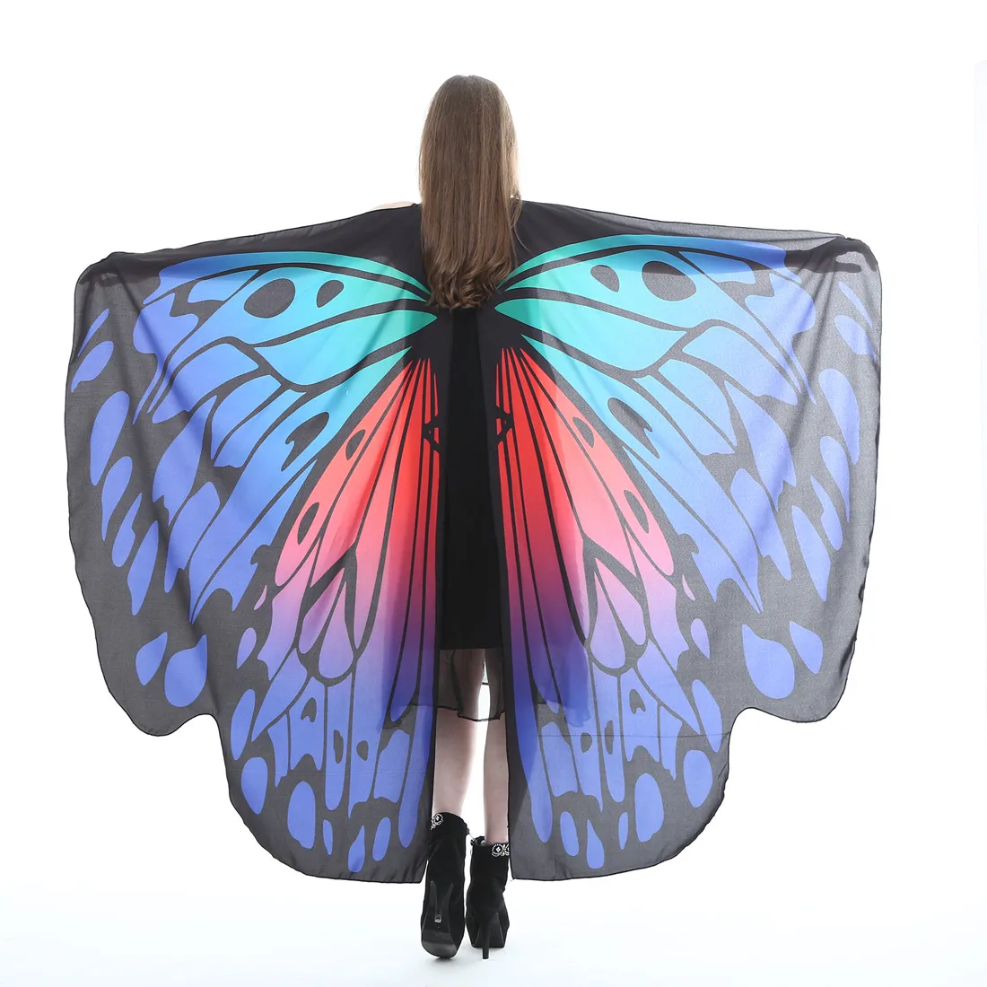 Женский причудливый длинный шарф-шаль с крыльями бабочки Феи шарфы обертка печать шаль - Цвет: A