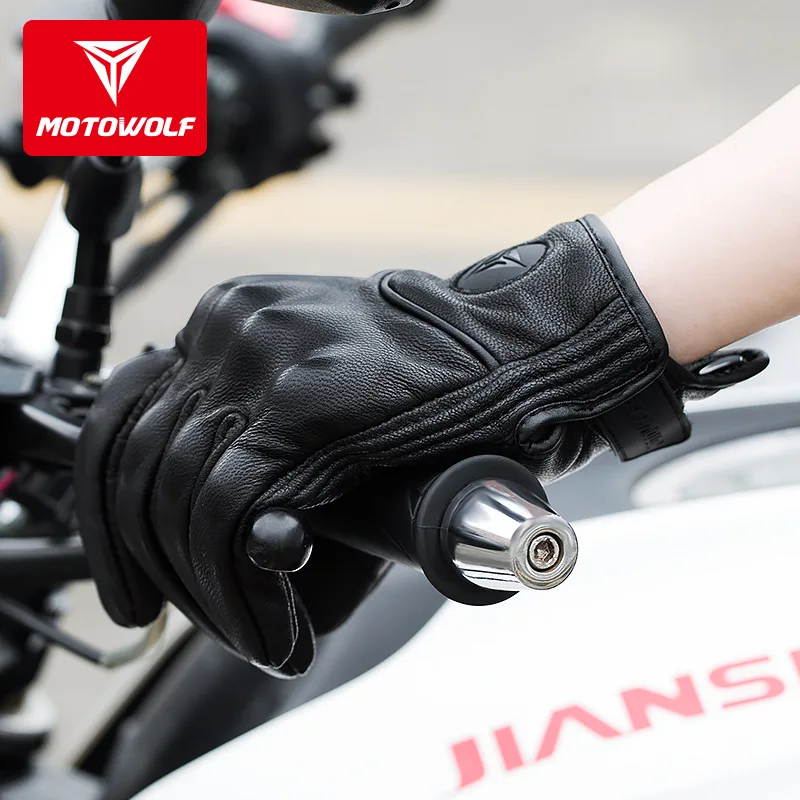 Leather Motorcycle Gloves Leather Riding Windproof Touch Screen Breathable Summer Motociclista Guantes Moto