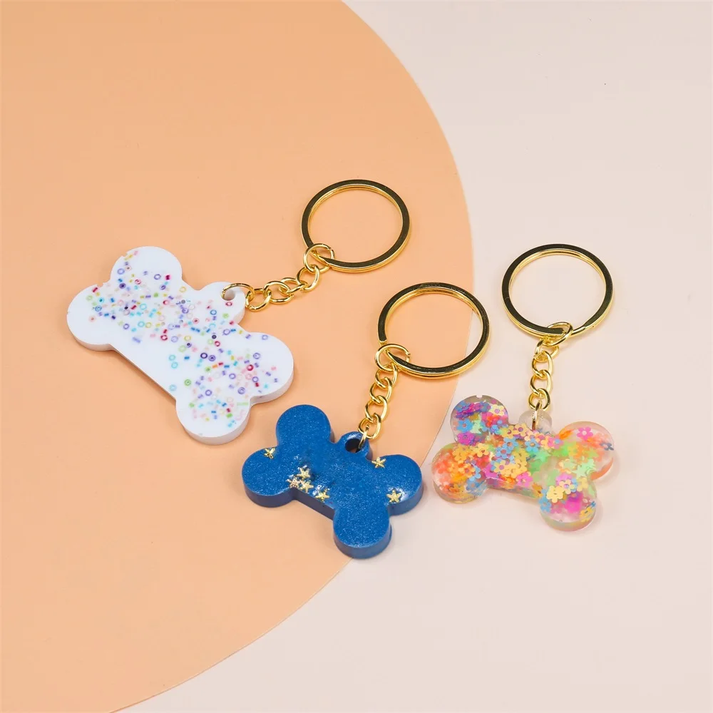 2 Sizes DIY Dog Tag Bone Shaped Keychain Casting Silicone Mould Crafts