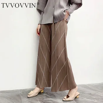 

TVVOVVIN Pleated wide-leg pants famale 2020 summer new loose large size straight pants fashion straight tide casual pants DGTV