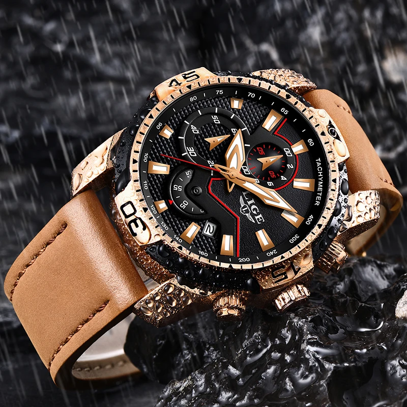 Ceny 2019 nowy LIGE męskie zegarki Top marka luksusowe mężczyźni Casual zegarek kwarcowy ze skórzanym paskiem mężczyzna Sport wodoodporny zegarek Relogio Masculino